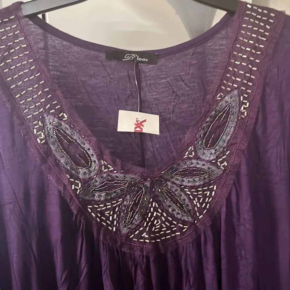 #109. B’leev,New!,purple blouse,size 1X - Picture 2 of 9